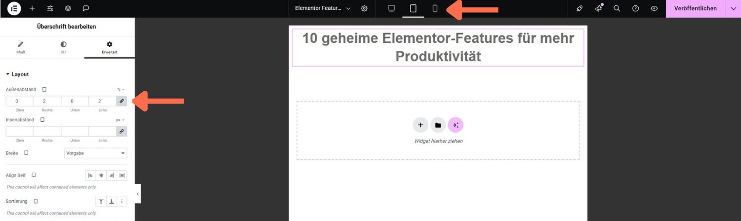 Responsive Abstände in Elementor für mobile Geräte anpassen Responsive Abstände in Elementor für mobile Geräte anpassen