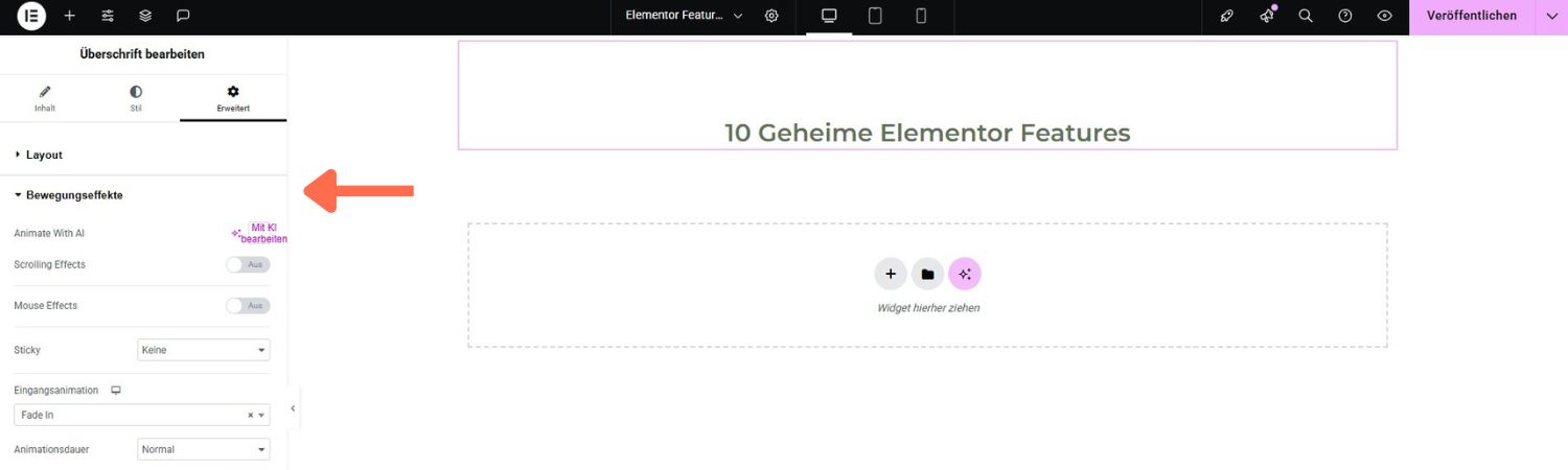 Maus- und Scroll-Animationen in Elementor für interaktive Webseiten
